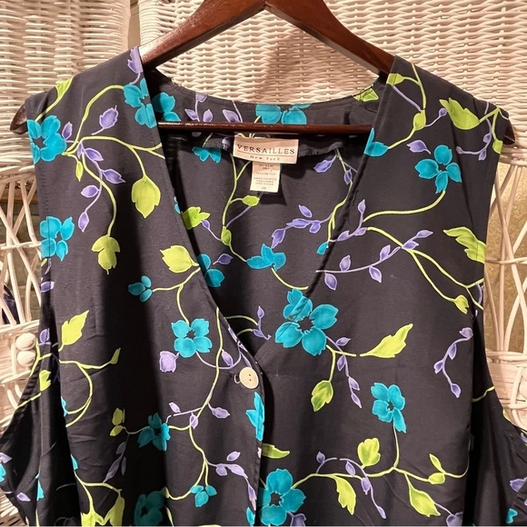 Vtg VERSAILLES New York Women's 2X‎ Floral MIDI Sleeveless DUSTER Vest Cardigan - Picture 7 of 14